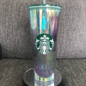 Starbucks 24 oz tumbler w lid straw acrylic cold cup iridescent